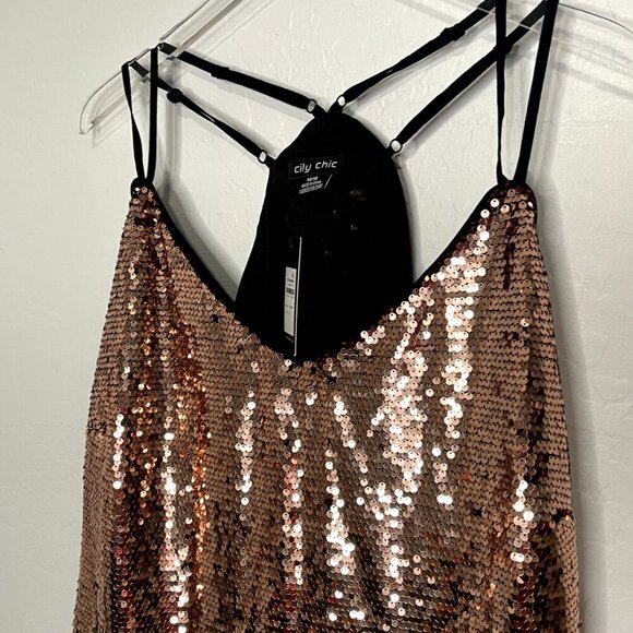 City Chic Razzle Sazzle Glimmer Bronze Blush Cami NWT M 18 - Picture 4 of 7